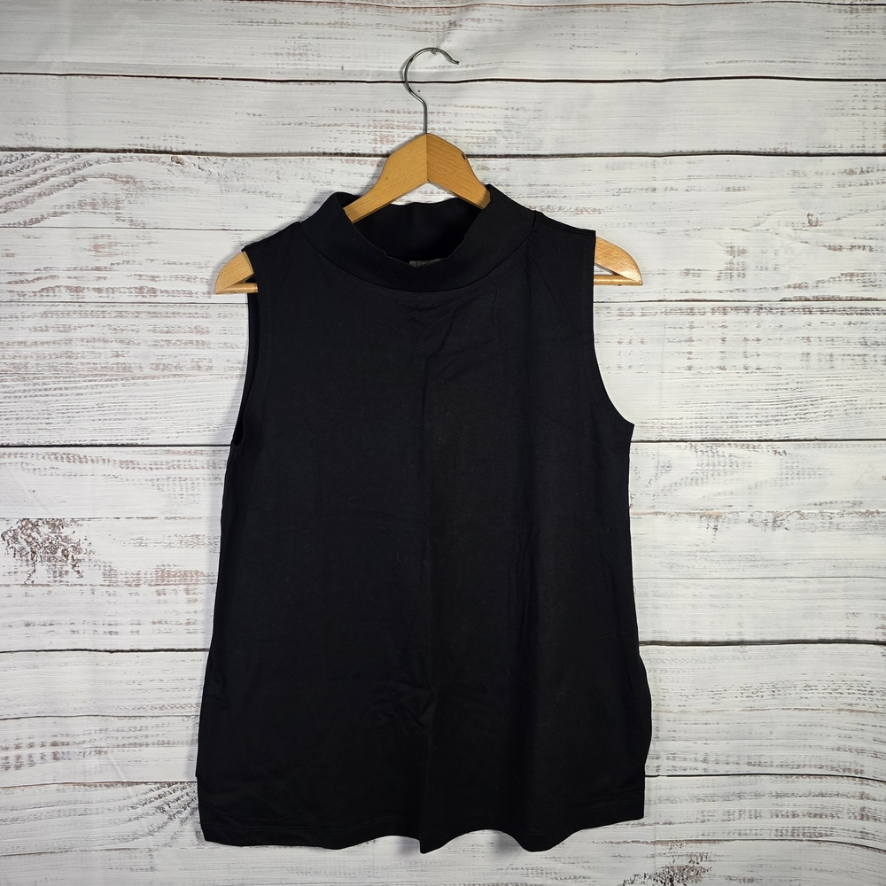 LOGO‎ by Lori Goldstein Black Sleeveless Mock Neck Tank NWOT
